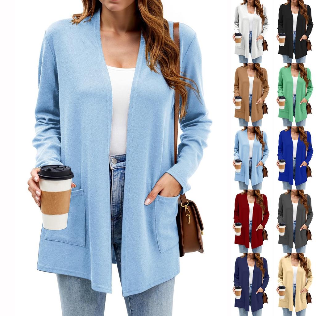 Women's Lightweight Cardigan Sweaters Open Front Long Sleeve Casual Loose Thin Cardigans With Pockets
