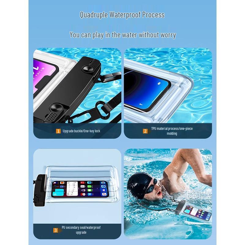 Водонепроницаемый чехол для телефона с сенсорным экраном и шейным ремешком для плавания, рафтинга и дождя - Делайте фотографии под водой