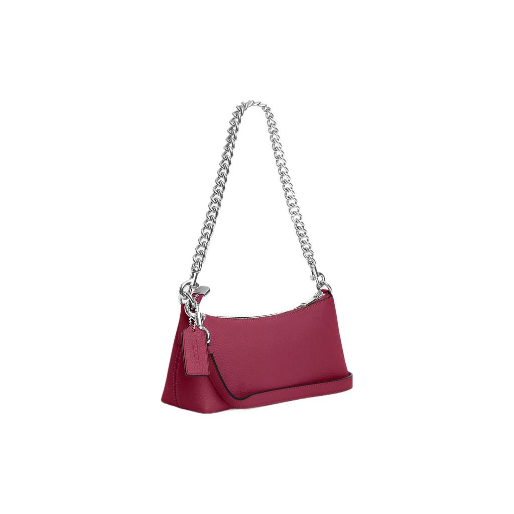 Coach Шарлотта 25 Однотонная Серебряный Логотип Застежка-молния Кожаная Ручная Сумка Через Плечо Средняя Женские сумки Ярко-Фиолетовый CL407-SVC0X