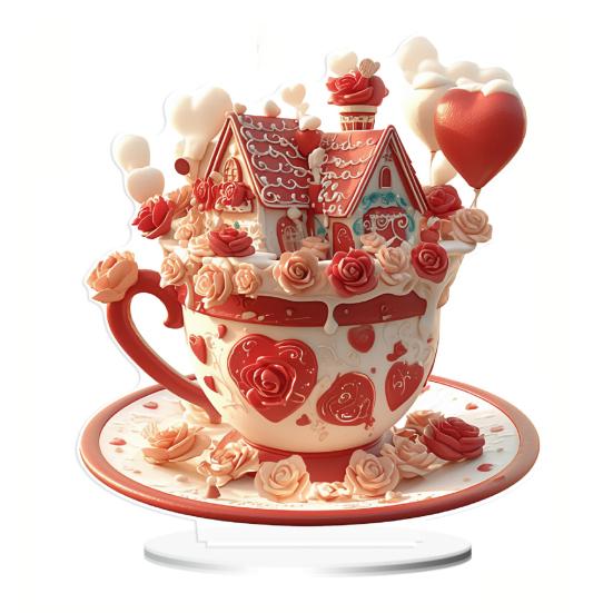 Орнамент в виде сердца любви 2D Плоский акриловый настольный декор Мультяшный орнамент в виде сердца любви