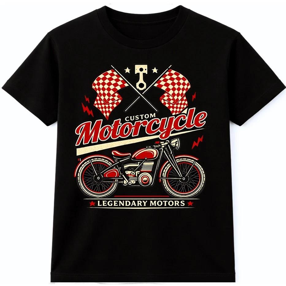 Motorcycle Biker T-Shirt Retro Motorbike Racing Rider Graphic Tee Rock Gift Top
