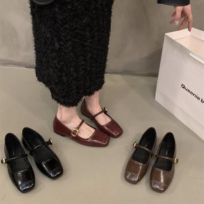 Туфли Мэри Джейн черные на плоской подошве женские туфли 2025 новые французские красные вечерние туфли Мэри Джейн