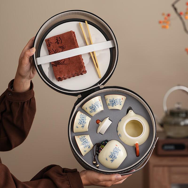 Zhuchuang Jingpin Ru Kiln Peony Ceramic Tea Set