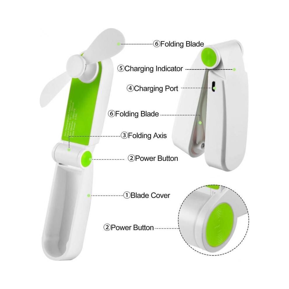 3 Pack Portable Pocket Fan Foldable Mini Handheld Fan USB Rechargeable Desk Fan