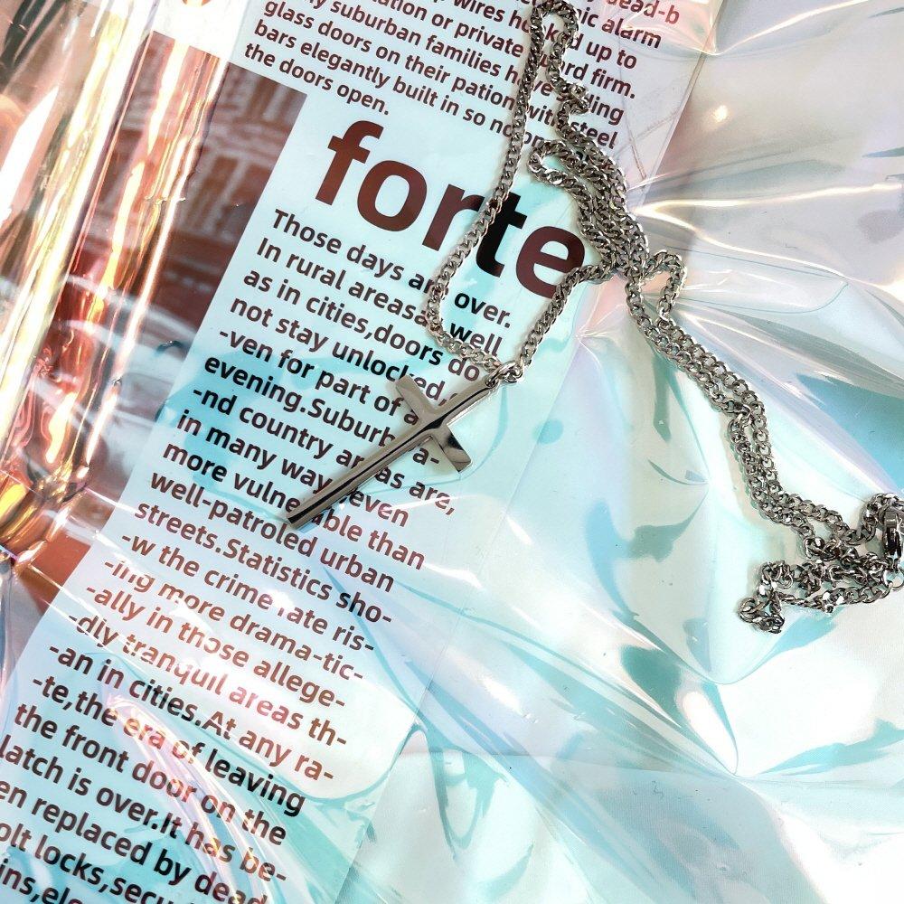 Men's Cross Necklace Big Chain Street Fashion Layered Tikita Cross Line