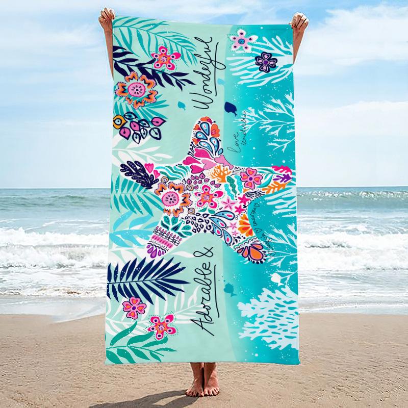 Beach Towel, Bath Towel, Microfiber Towel, Rectangular Beach Mat, Digital Printing Bath Towel, Shawl To Map