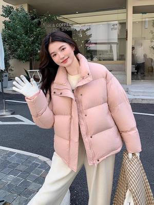 Женский зимний пуховик 2025 - Стойка-воротник, Универсальный, Короткий, Маленький размер, Корейский стиль, Теплая верхняя одежда