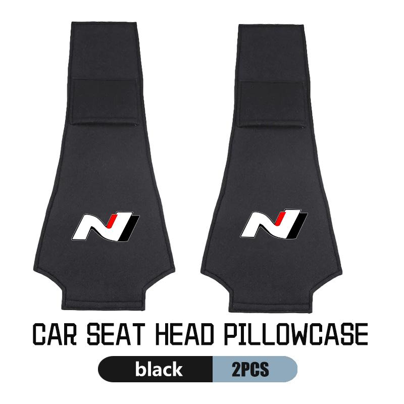 Car Logo Seat Headrest Cover Suede Perforated Pillowcase Pad For Hyundai N Line i10 I10 2008 2009 2010 2011 2012 2013 2019 Equus HH52