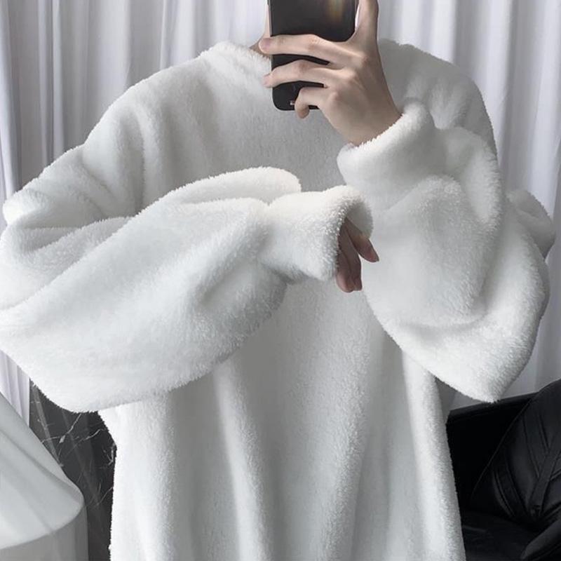 Свитшоты для женщин Зимние флисовые свободные пуловеры Толстовки с длинным рукавом Свободные бархатные джемперы Утолщенные свитшоты Топ