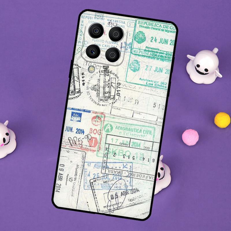 Ретро Открытка Паспортные Штампы Чехол Для Samsung Galaxy M55 M15 M33 M13 M23 M53 M31 M51 M14 M34 M54 M20 M30s M52 M32