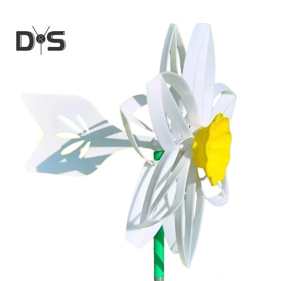 Саморегулирующаяся ветряная турбина Подсолнух Нарцисс Вертушка Ветряная мельница Уличный металлический цветок Ветряная мельница для сада и двора Художественное украшение