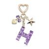 Bling Keychain with Initial Letter Butterfly Star Pink Purple - Cute Gift for Women And Girls Bag Cup Charms Fashion Accessory