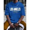 Хлопковая летняя мужская футболка из 100% хлопка, удобная, свободного покроя, большого размера, с принтом LOS ANGELES, с круглым вырезом и короткими рукавами