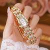 Ladies' Watch Light Luxury Brand Retro Fashion diamond inlaid Bracelet Elliptical Dial Quartz Watch Women's Gift Wristwatch