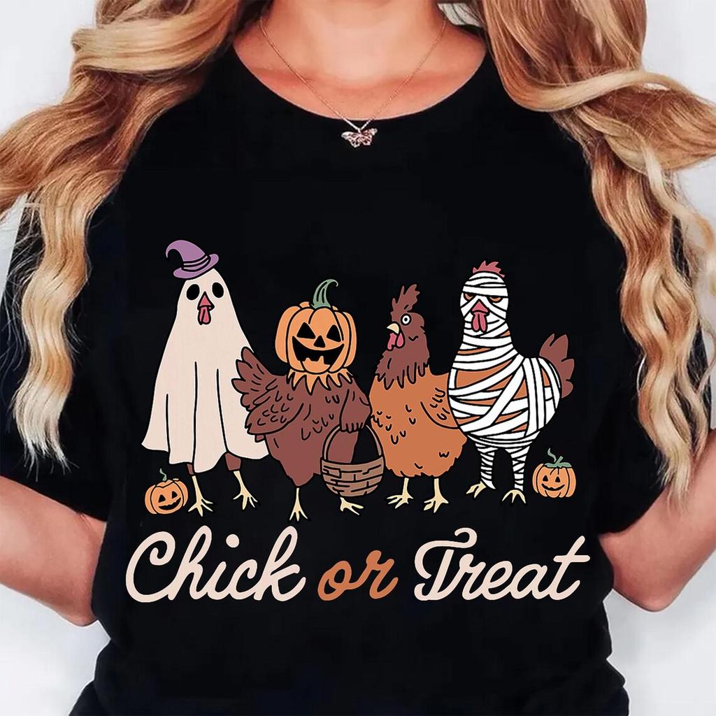 Cluck Yeah Its Halloween T Shirts Streetwear Funny Chicken Halloween Shirt Women Stylish Harajuku Unisex Tops