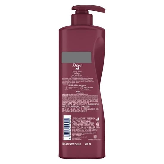 DOVE Body Love Pro Age Лосьон для тела для зрелой кожи 48 часов увлажнения|| Без парабенов|| С витамином B3 и оливковым маслом| 400 мл