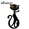Rinhoo Lovely Black Scarf Cat Brooches For Women Cartoon Bowknot Kitten Enamel Pins Fashion Animal Buckle Corsage Party Jewelry