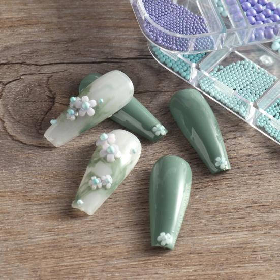 6 сеток/коробка ювелирных изделий для ногтей. Изысканные легкие многоцветные макароны «сделай сам», полный круглый жемчуг для дизайна ногтей.