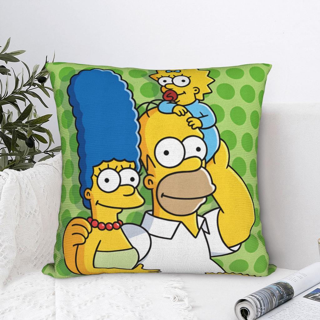 Pillow Cover Funny SSimpsons Green Polka Dot Family Cute Funny Pillow Case For Sofa Couch Bed Living Room Pillowcases
