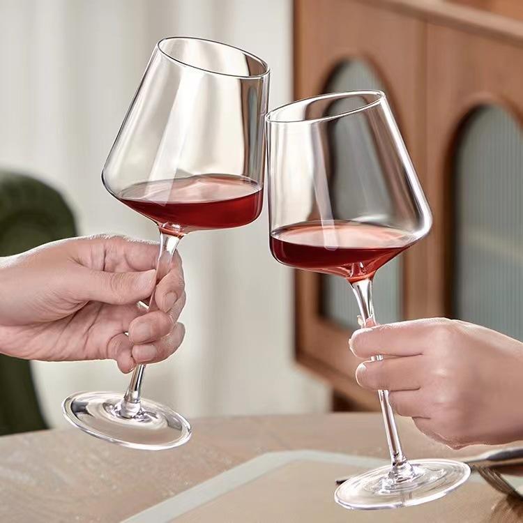 Набор квадратных бокалов для бургундского вина объемом 450 мл — роскошные хрустальные бокалы, современная посуда для домашнего бара и элегантных званых ужинов.