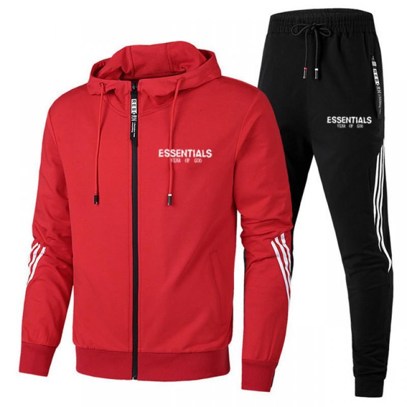 Mens Casual Sport Hoodie Set Cotton Blend Long Sleeve Top Pants Lightweight Outfit