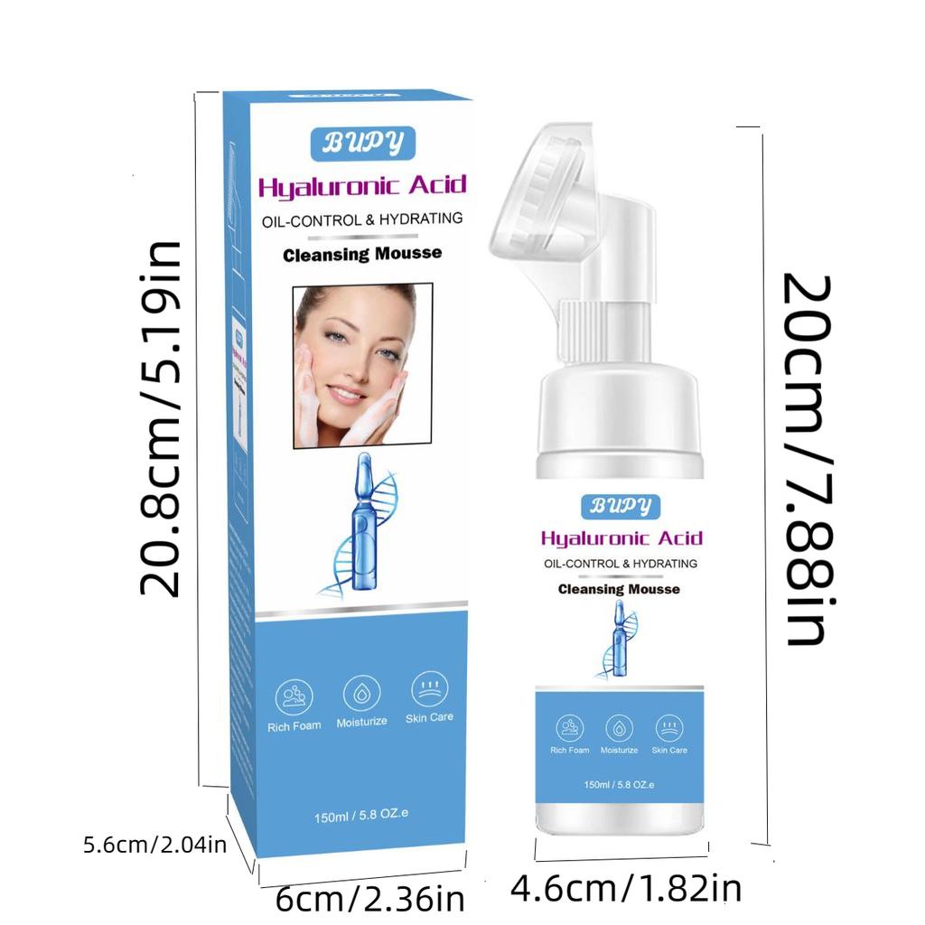 Moisturizing Facial Cleansing Mousse with Hyaluronic Acid for Refreshing and Deep Cleansing