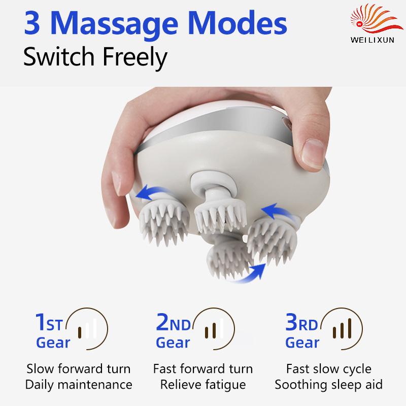 Small Portable Scalp Massagers Hot Compress Red Light Massage Waterproof Stress Relief Head Spa Massage Vibration Kneading