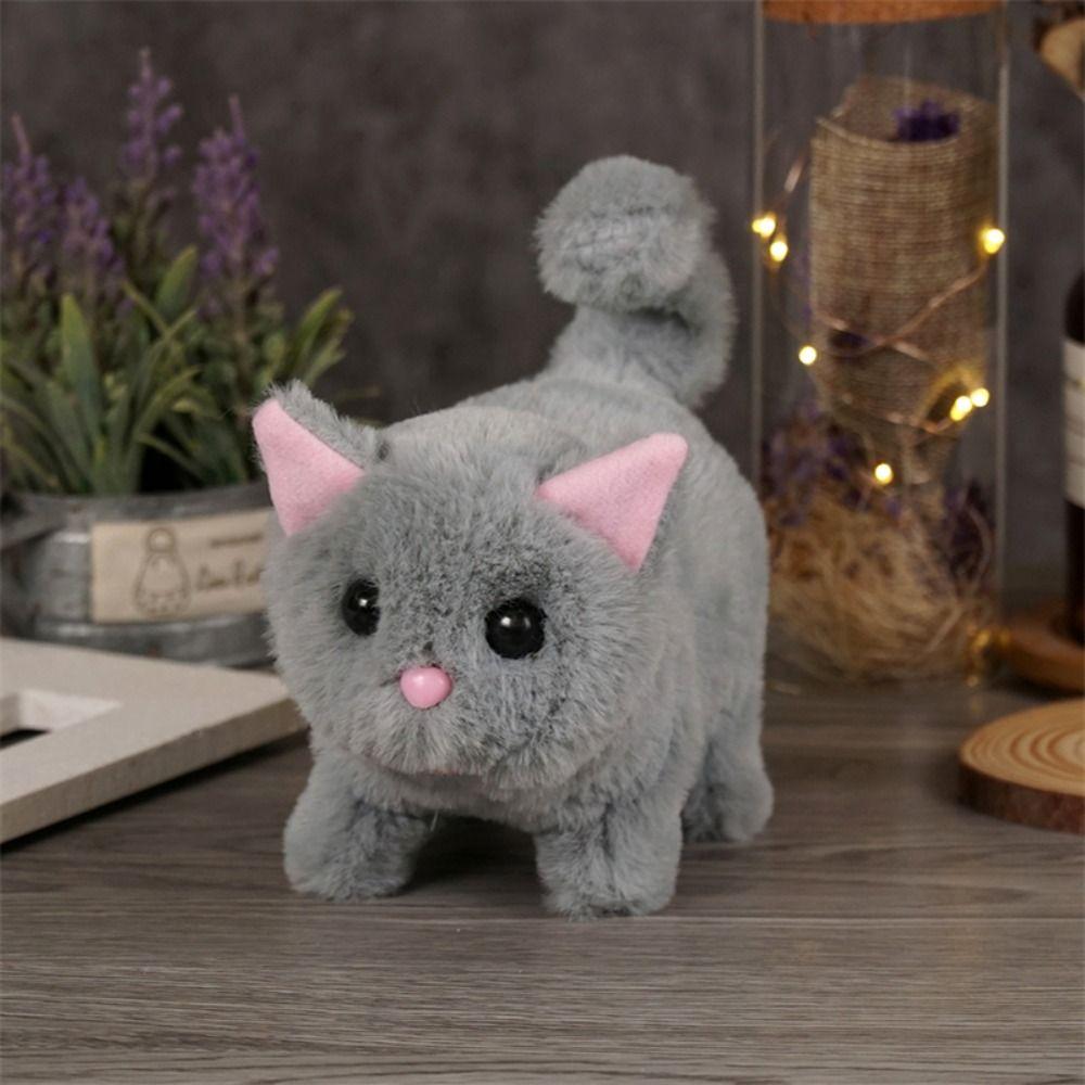 Stuffed Animal Electronic Stuffed Doll Tail Wagging Walking Interactive Cat Boys Girl
