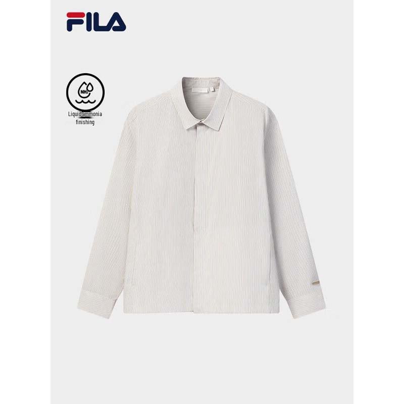 Fila Мужская повседневная рубашка с длинным рукавом из чистого хлопка