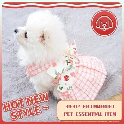 Летние платья для собак с поводком, одежда для домашних собак, галстук-бабочка, платье с бюстом на спине, одежда для щенков, милый модный наряд, предмет для домашних животных