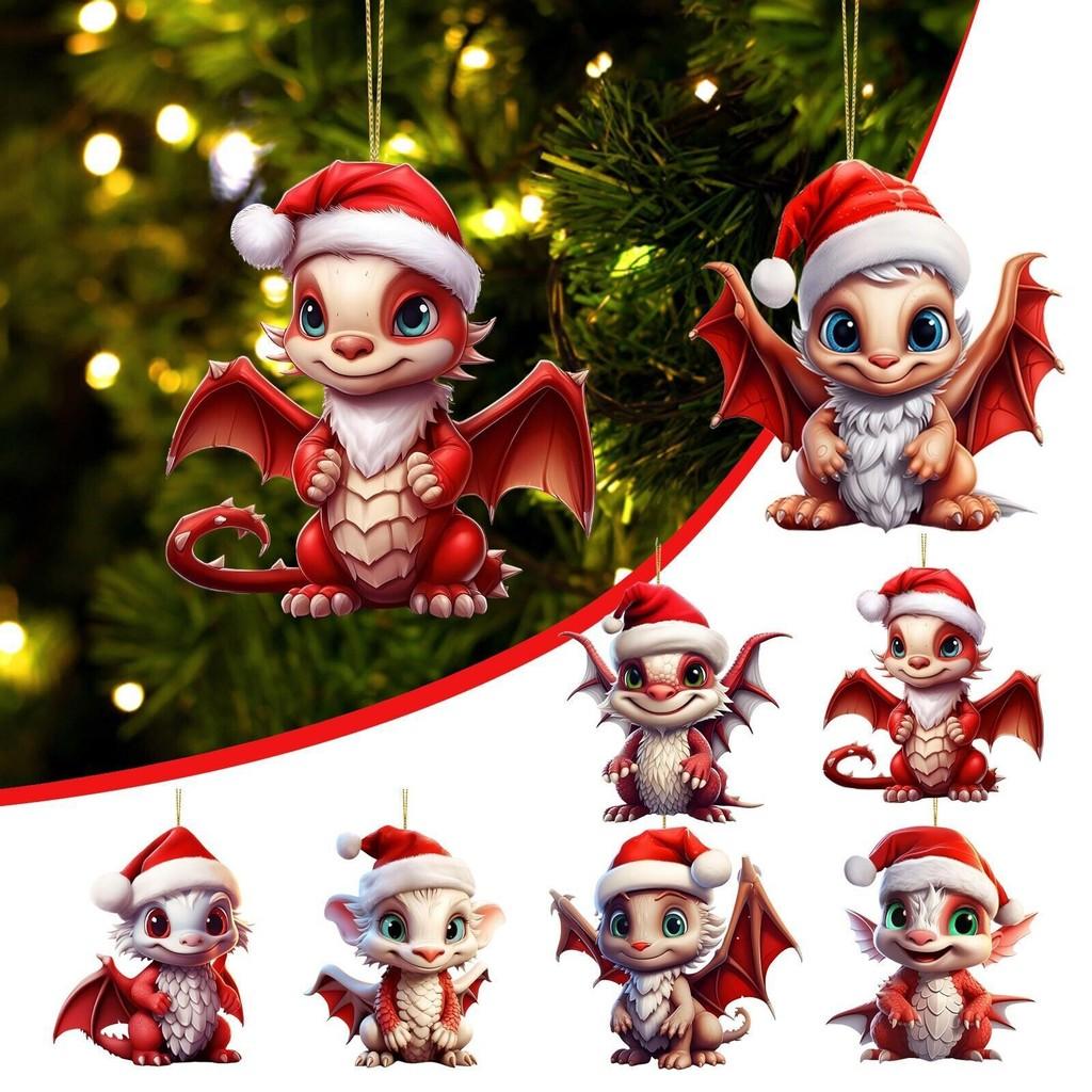 Charming Cartoon Dinosaur Acrylic Ornament For Joyful Christmas Tree Decoration