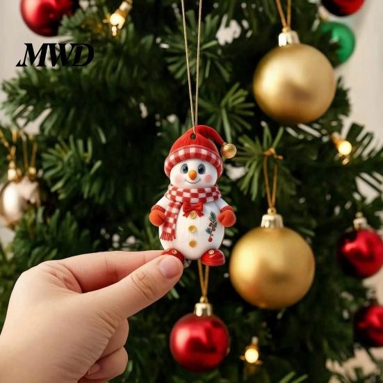 Christmas Home Indoor Decorations Snowman Wooden Ornaments, 2D Flat Vintage Xmas Tree Hanging Natural Wood Ornaments Decoration, Cute Winter Ornament