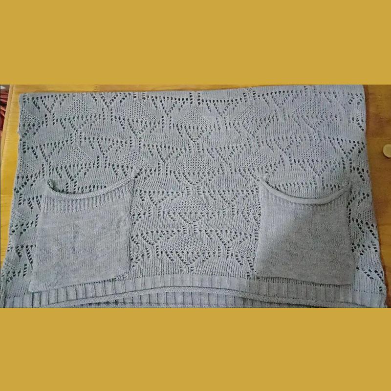 Вязаный жилет женский V-образный вырез ажурный тонкий свитер однотонный повседневный вязаный пуловер без рукавов топ с большим карманом свободный повседневный осенний