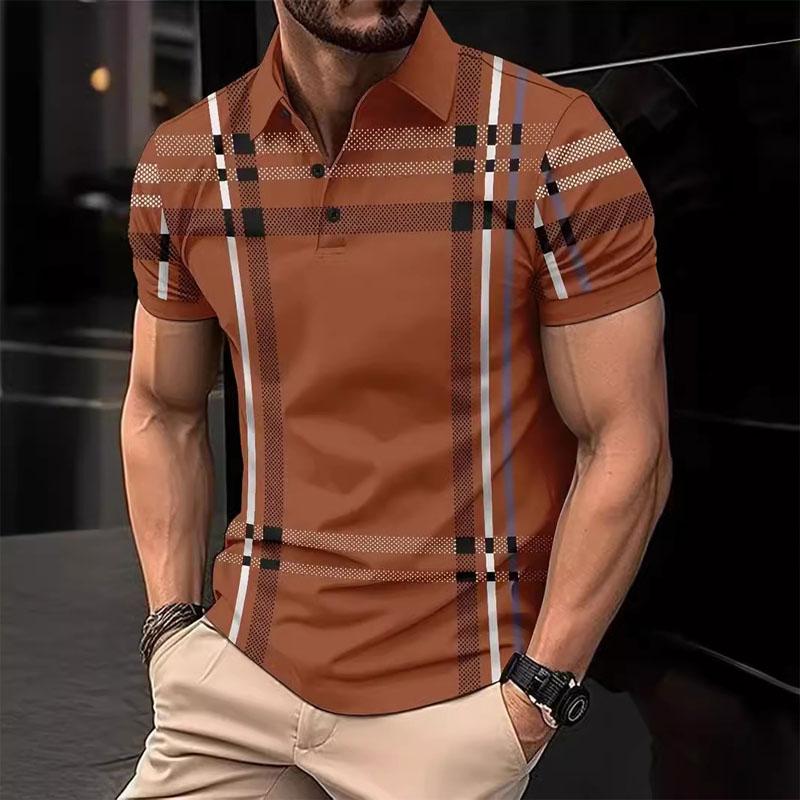 Summer New High Quality 2025 Amazon Cross Border Men's Digital Printed Short Sleeve Button Casual Polo Shirt