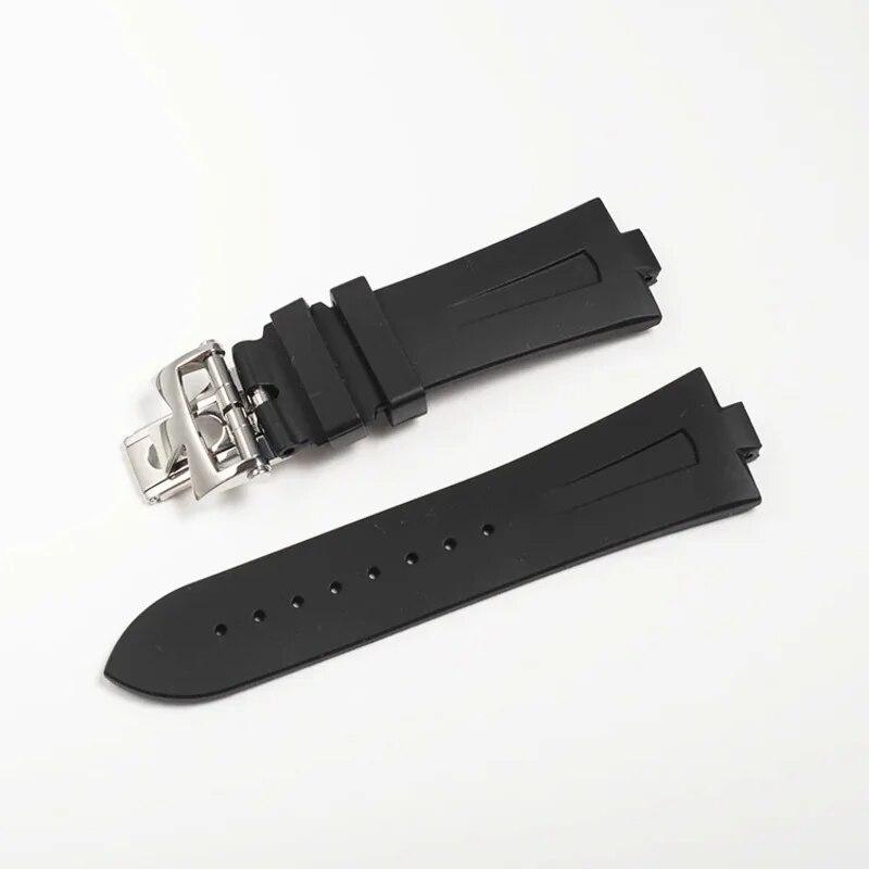 25mm Black Blue Soft Rubber Silicone Watch Band For Vacheron Constantin Strap VC Watchband Wristband Folding Buckle