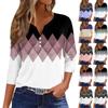 Women's T Shirt Tee Print Button  3/4 Sleeve Daily Weekend Fashion Basic V- Neck Regular Top