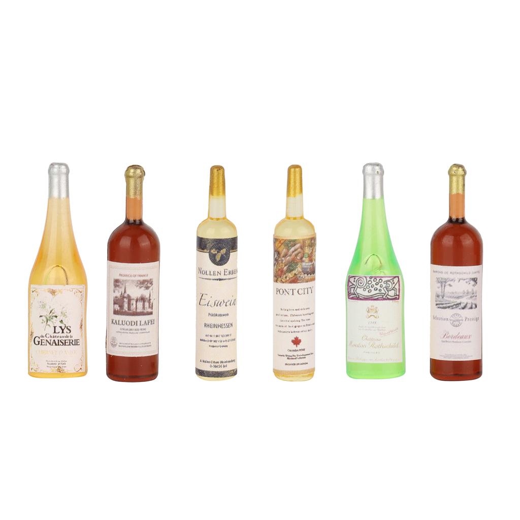1:12 Dollhouse Plastic Wine Bottles Model Miniature Bar Drink Decoration Accessory6pcs