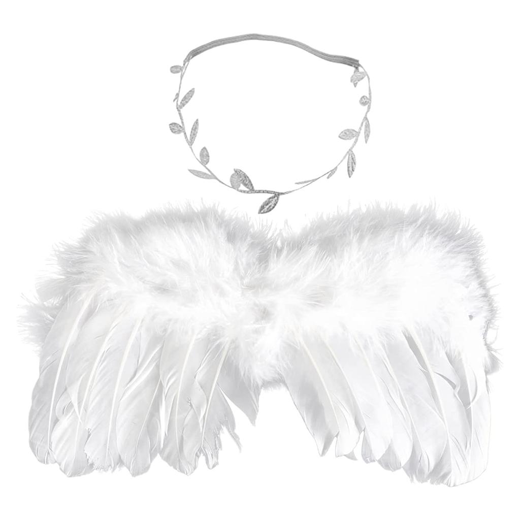 LIKENNY Ангельские Крылья, Полугодовалый Малыш Новорожденный, Милый Ангельский Костюм, Спящее Искусство, Повязка на Голову, Набор Ангела, Реквизит для Фотосессии Новорожденных, Сценическая Фотосессия (белый)