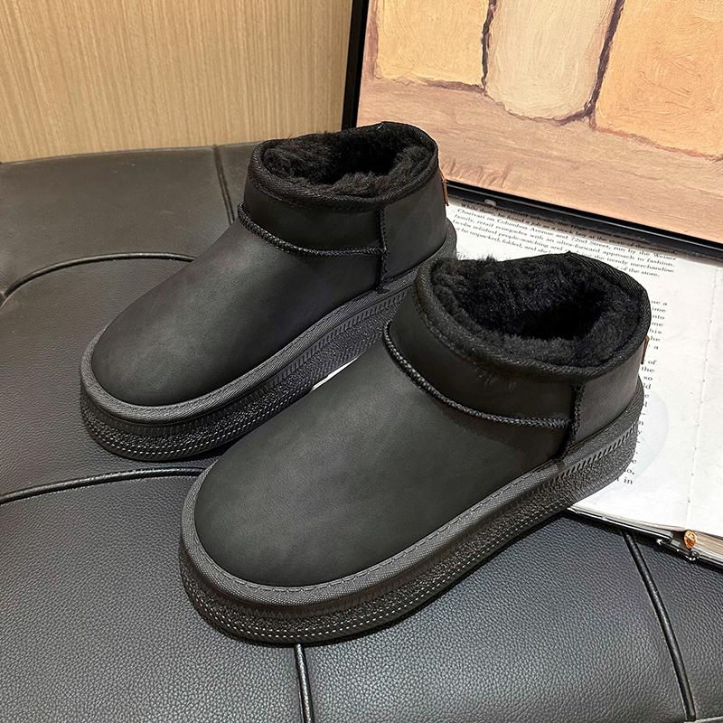 Модные новые теплые плюшевые однотонные женские зимние ботинки 2024 года, горячая распродажа, износостойкие зимние ботинки с толстой подошвой, повседневные удобные ботинки