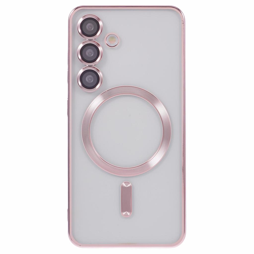 For Samsung Galaxy S24 Magnetic Case Electroplated TPU Phone Cover with Lens Film