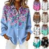 Женская рубашка с пуговицами с цветочным принтом, повседневная рубашка с длинными рукавами, блузки, повседневные базовые топы больших размеров