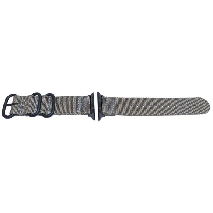 Bracelet de montre - MY-MONTRE - Style Zulu tissu - 38/40/41 mm - Gris/noir - Attaches acier inoxydable