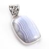 Подвеска из натурального голубого кружевного агата из стерлингового серебра 925 пробы 1,5 дюйма M8u41