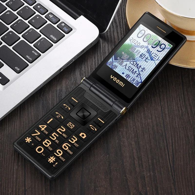 YEEMI M2-C 2G Button Phone 2.84inch Double Screen MTK GSM 2G Flip Mobile Phone Big Letters Vibration MP3 Bluetooth CellPhone For Elderly