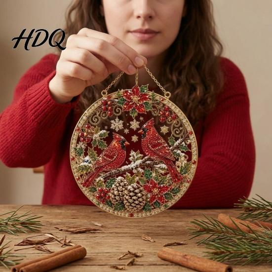Украшения для праздничной вечеринки Рождественская картина стразами Ловец солнца Набор для поделок Круглый Декор для сада Окна Камина для Елки Дома Подвеска для творчества