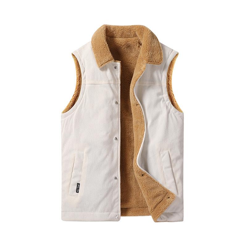 Plus Size Autumn and Winter Lambhair Vest, Thick Vest, Corduroy Vest, Men's Jacket, Lapel, Workwear Vest