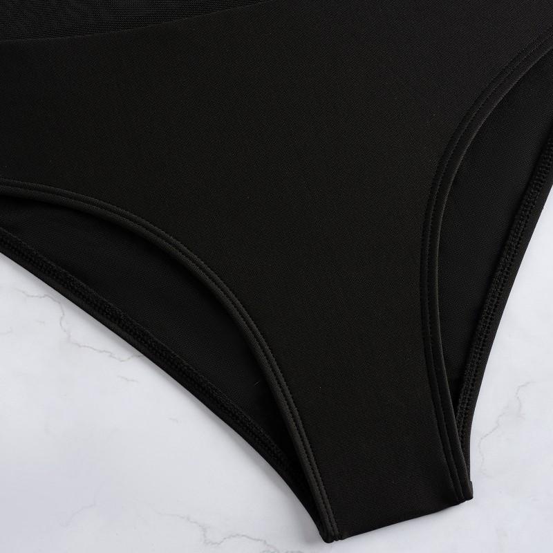 Sexy Fashionable Mesh Stitching Solid Color Vest Women's Split Swimsuit BIKINI
