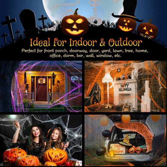 Colorful Halloween Spider Web Stretchable Cotton Cobwebs Elastic Scary Party Scene Props for Halloween Christmas Eve Parties