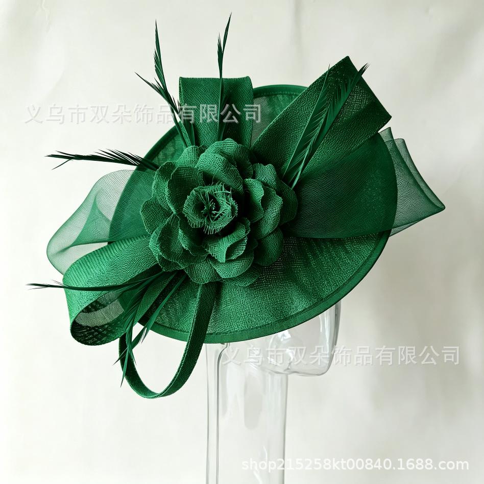 European and American retro imitation hemp top hat women's horse racing festival tea party party headgear bridal dinner feather flower top hat