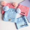 2PCS Baby Knitting Hat Cotton Ear Cap Boys Girls Winter Hat Scarf Set Toddler Boys Cap Scarf Infant Accessories